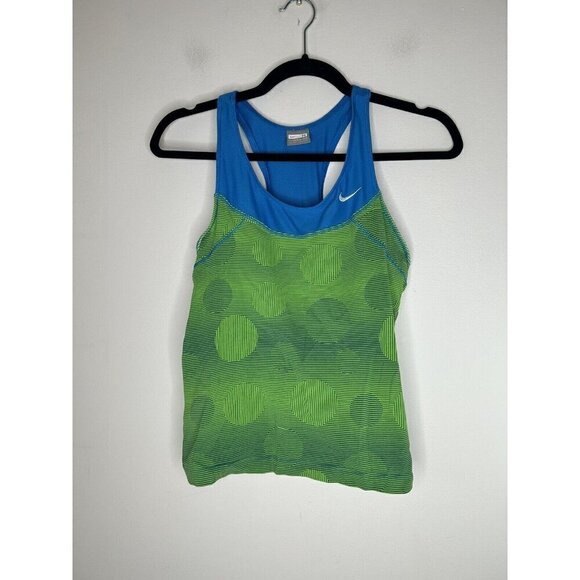 Nike Womens Green Blue Built in Bra Racerback Tank Top Size Medium (8/10) - Picture 1 of 9